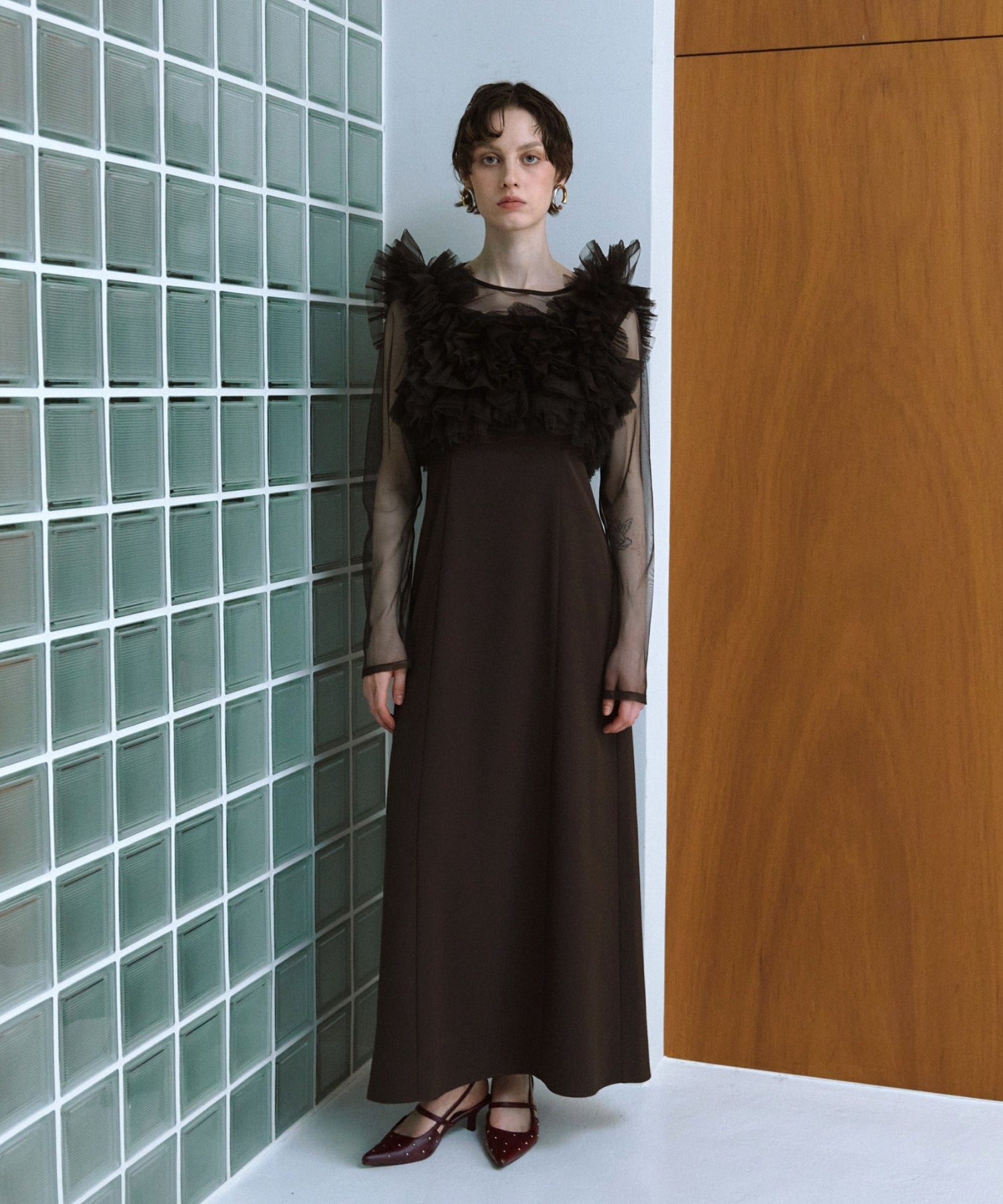 VOLUME RUFFLE LAYER DRESS