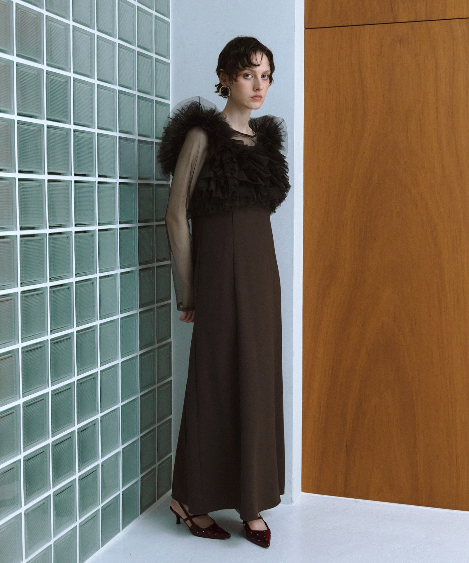 VOLUME RUFFLE LAYER DRESS