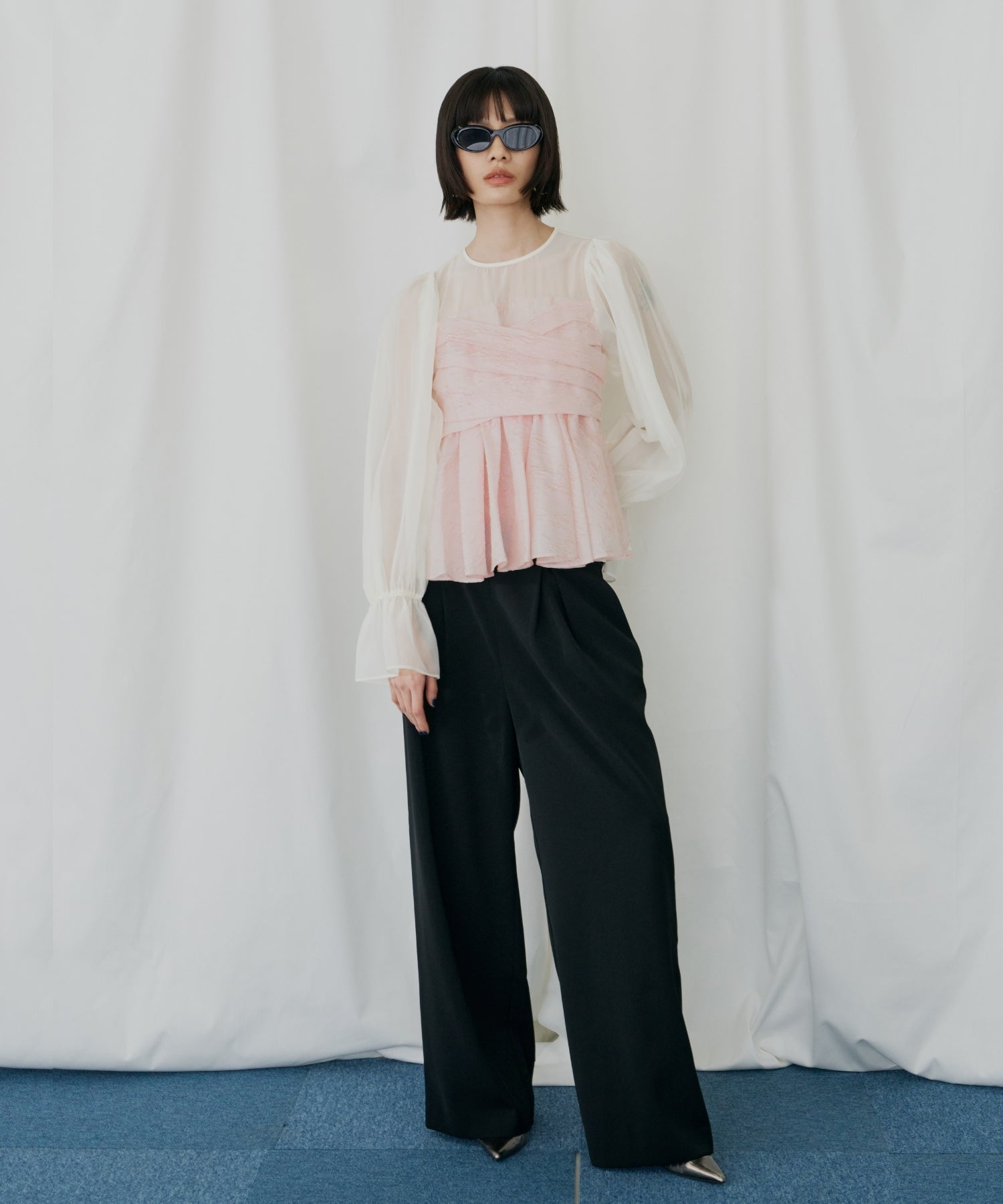 JACQUARD PEPLUM PANTS DRESS