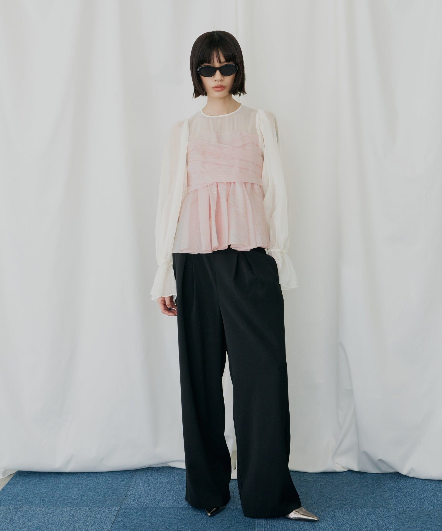 JACQUARD PEPLUM PANTS DRESS