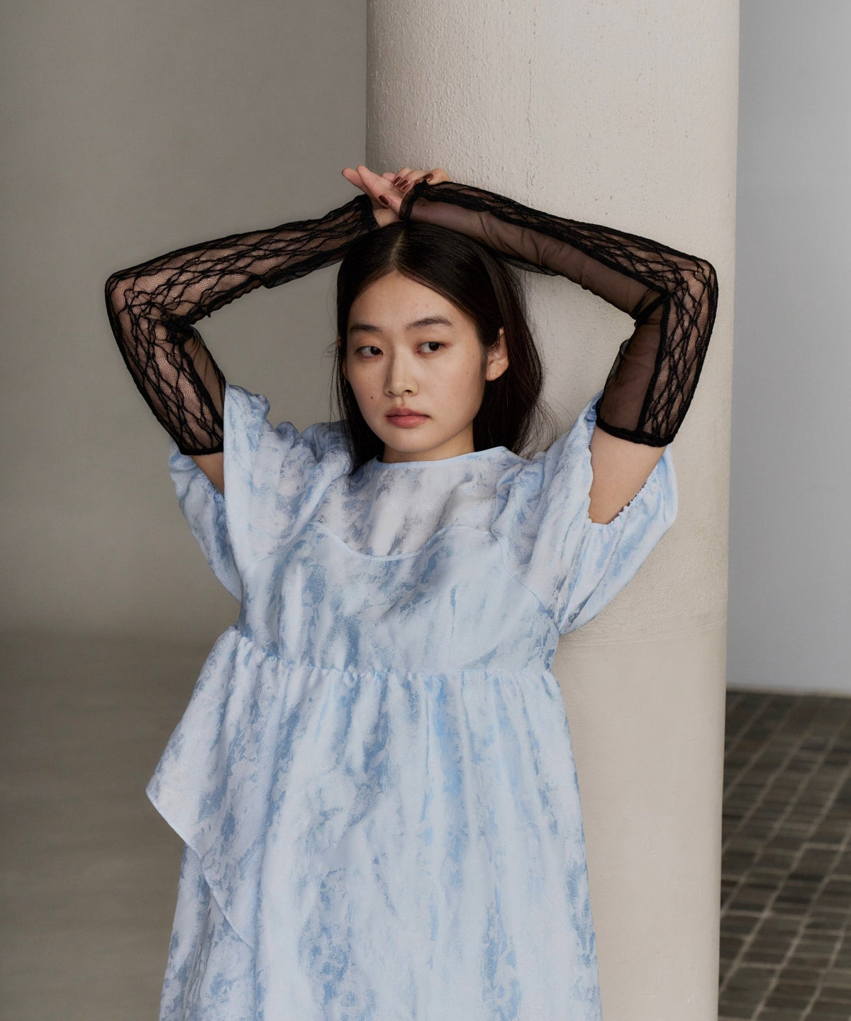 【POPUP】BUBBLE SLEEVE JACQUARD DRESS