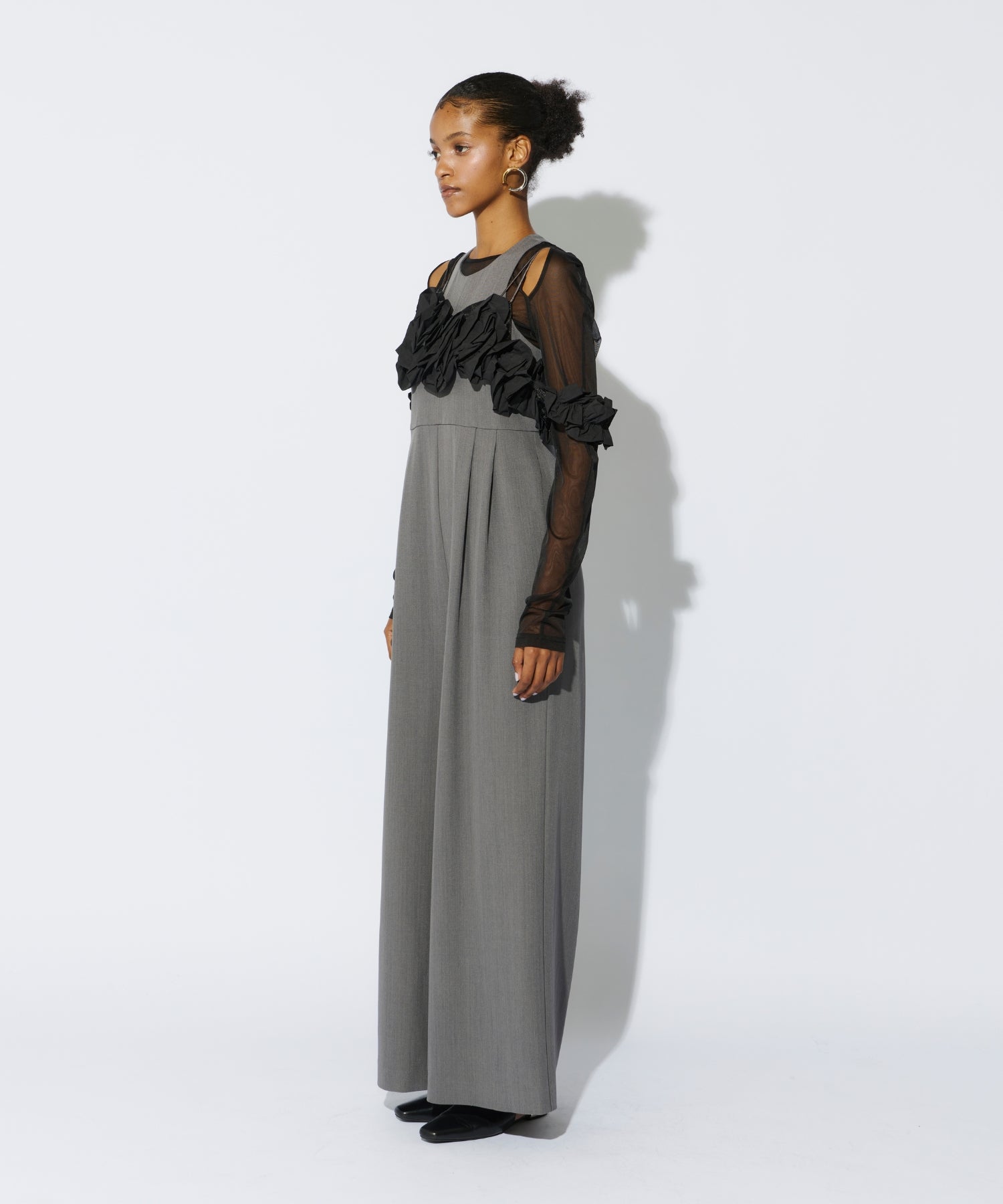 RUFFLED BUSTIER PANTS DRESS