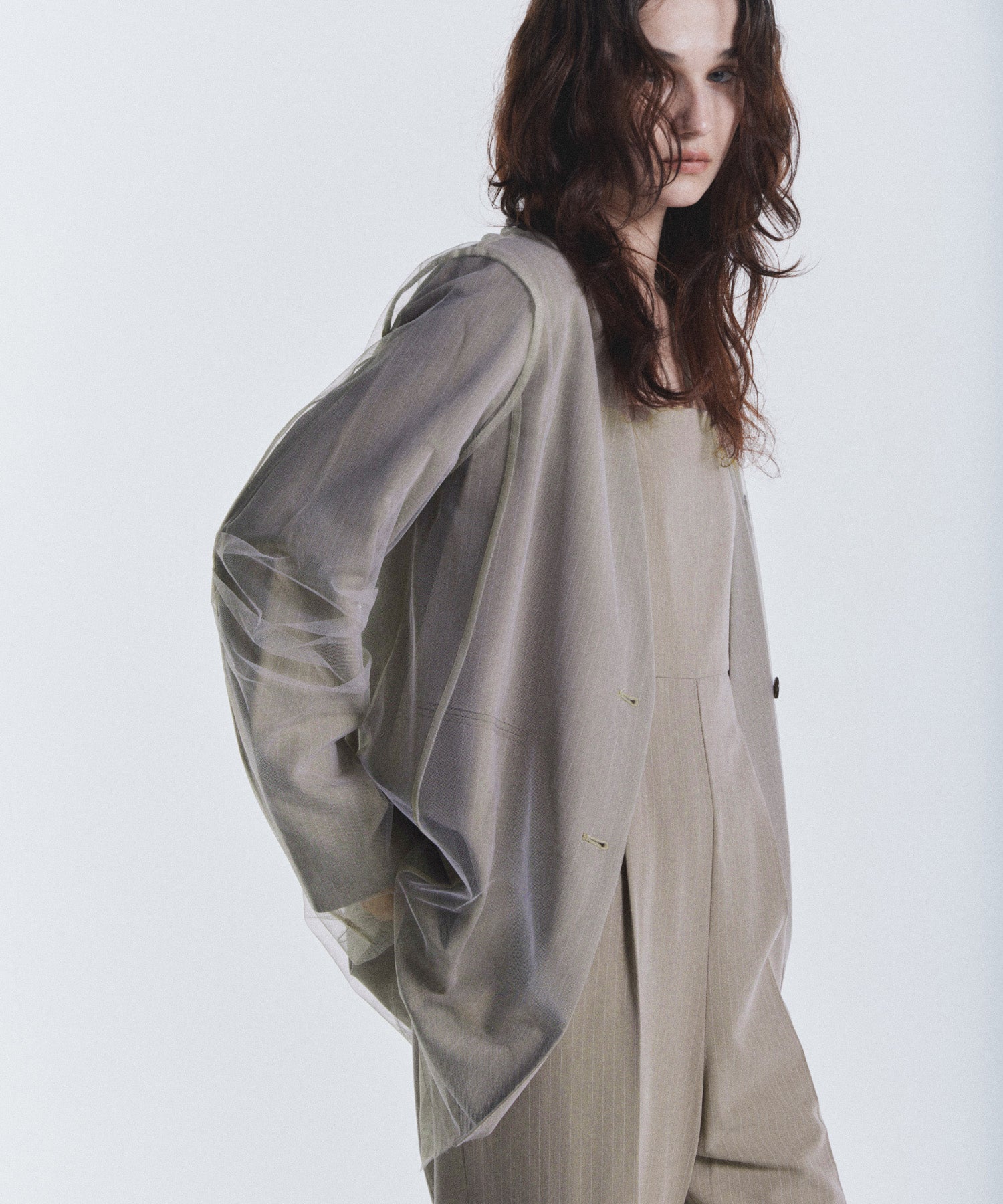 STRIPE LAYERED TULLE JACKET