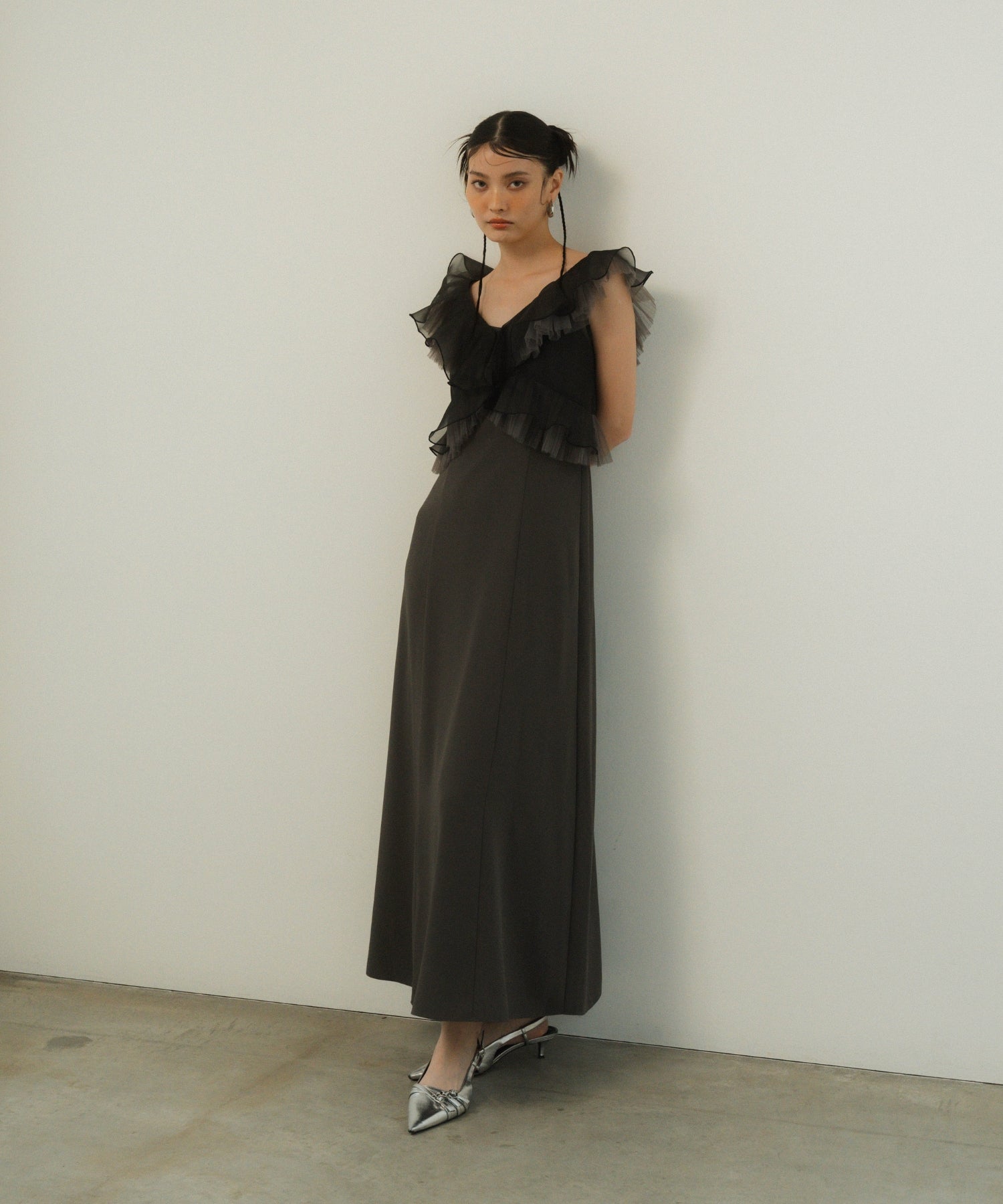 PLEATS TULLE DRESS