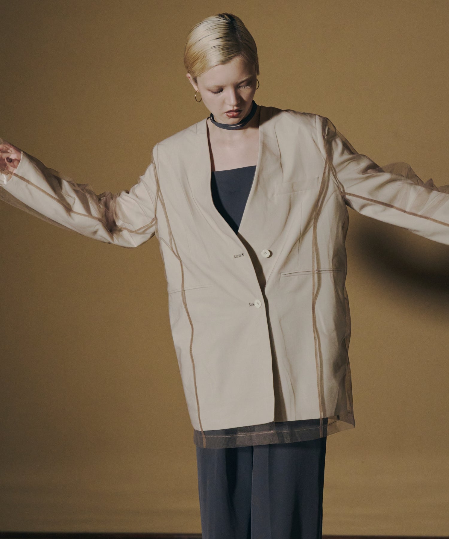 BOXY LAYERED TULLE JACKET