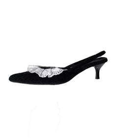 FRILL EDGE SHOES ブラック 横向き物撮り画像