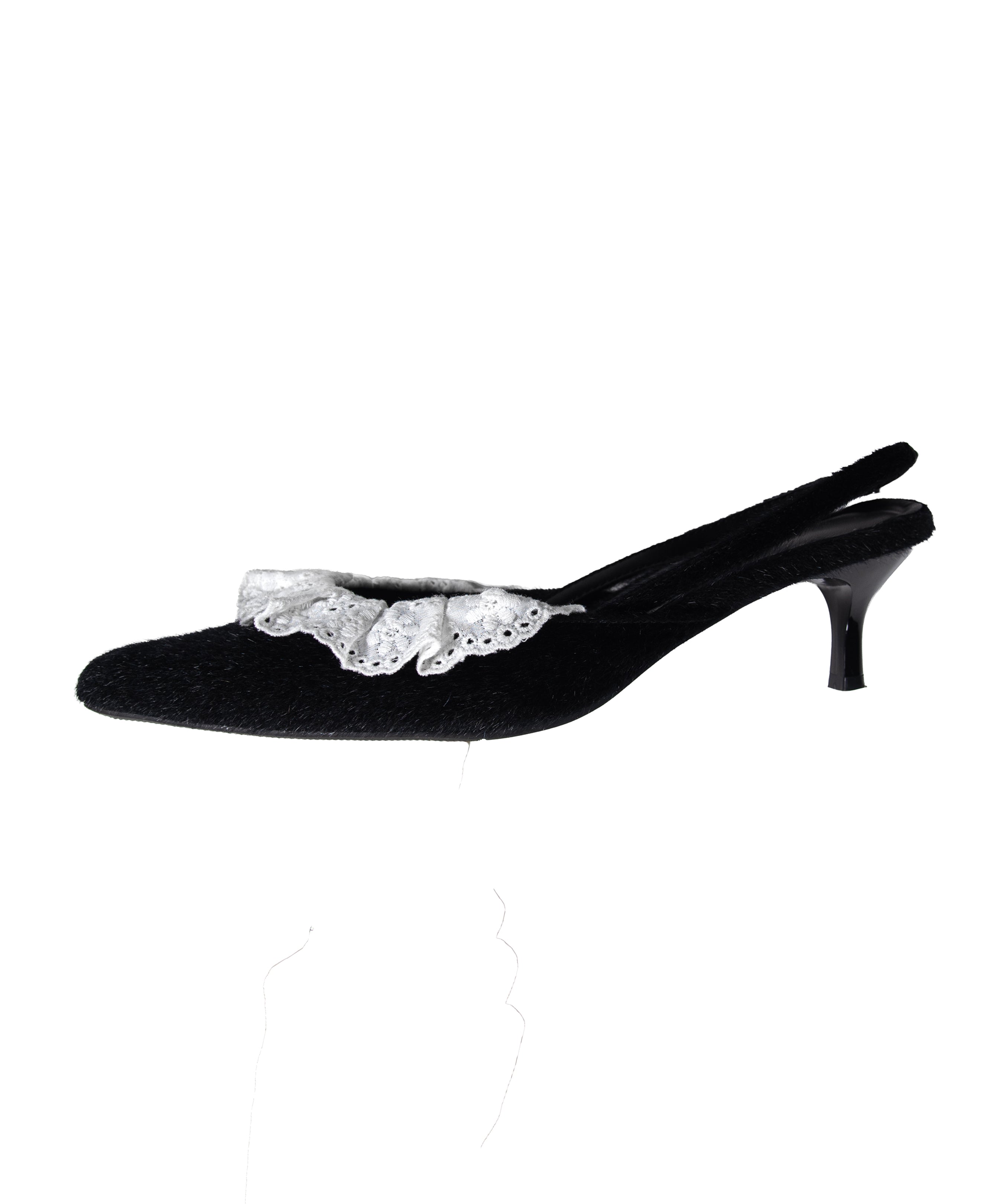 FRILL EDGE SHOES ブラック 横向き物撮り画像