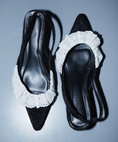 FRILL EDGE SHOES ブラック 全体物撮り画像