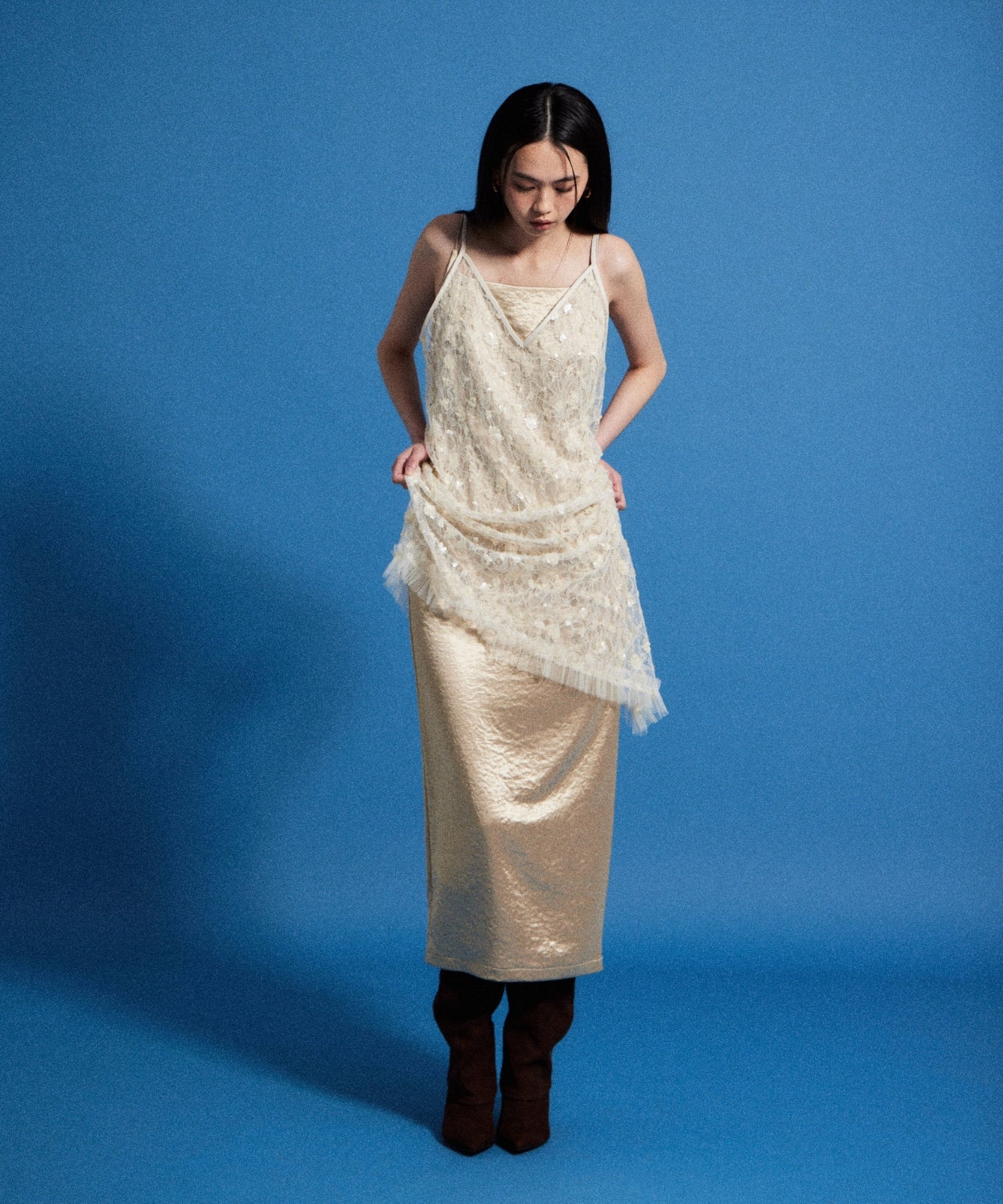 【POPUP】FLOWER SPANGLE CAMI DRESS