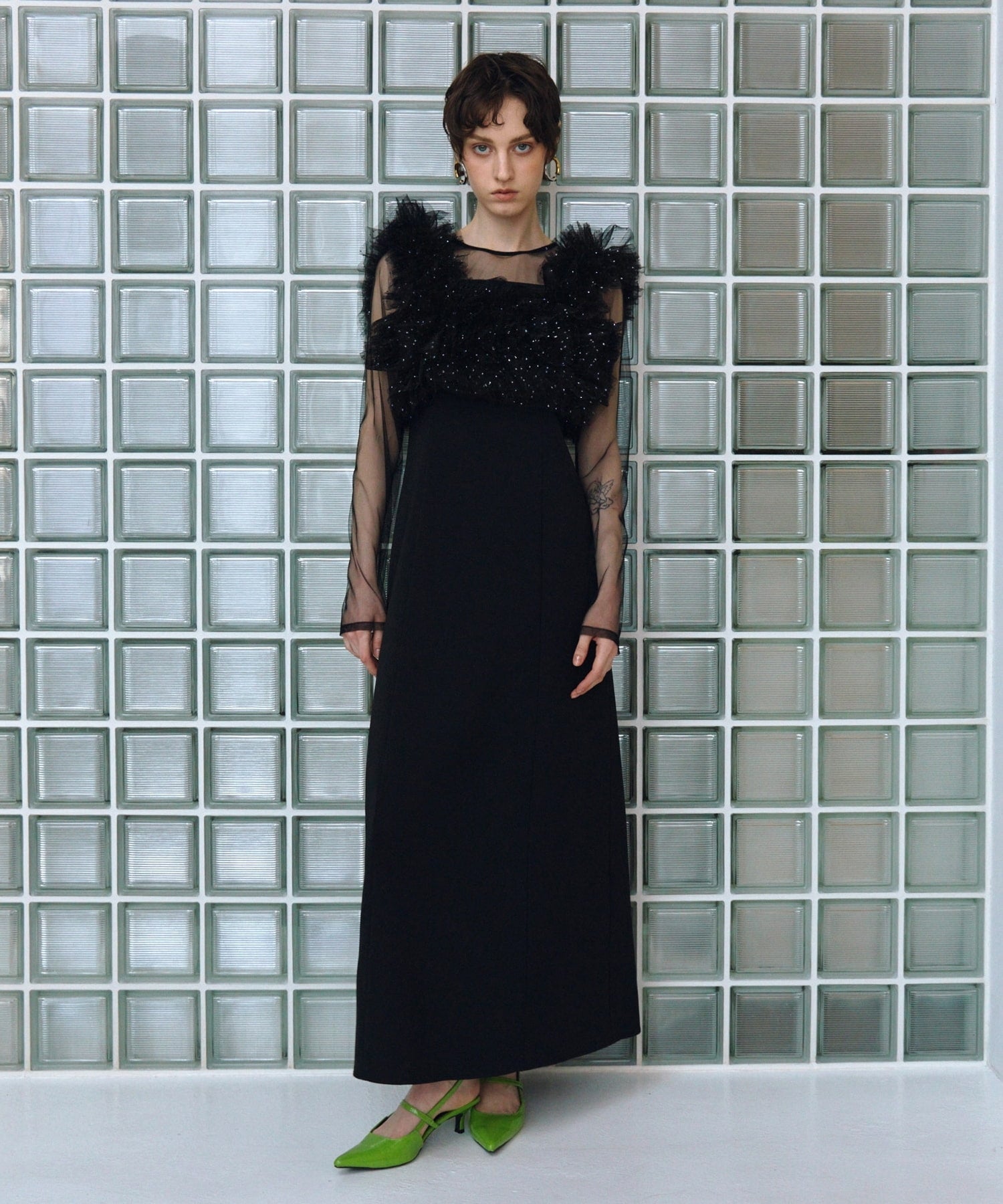 VOLUME RUFFLE LAYER DRESS