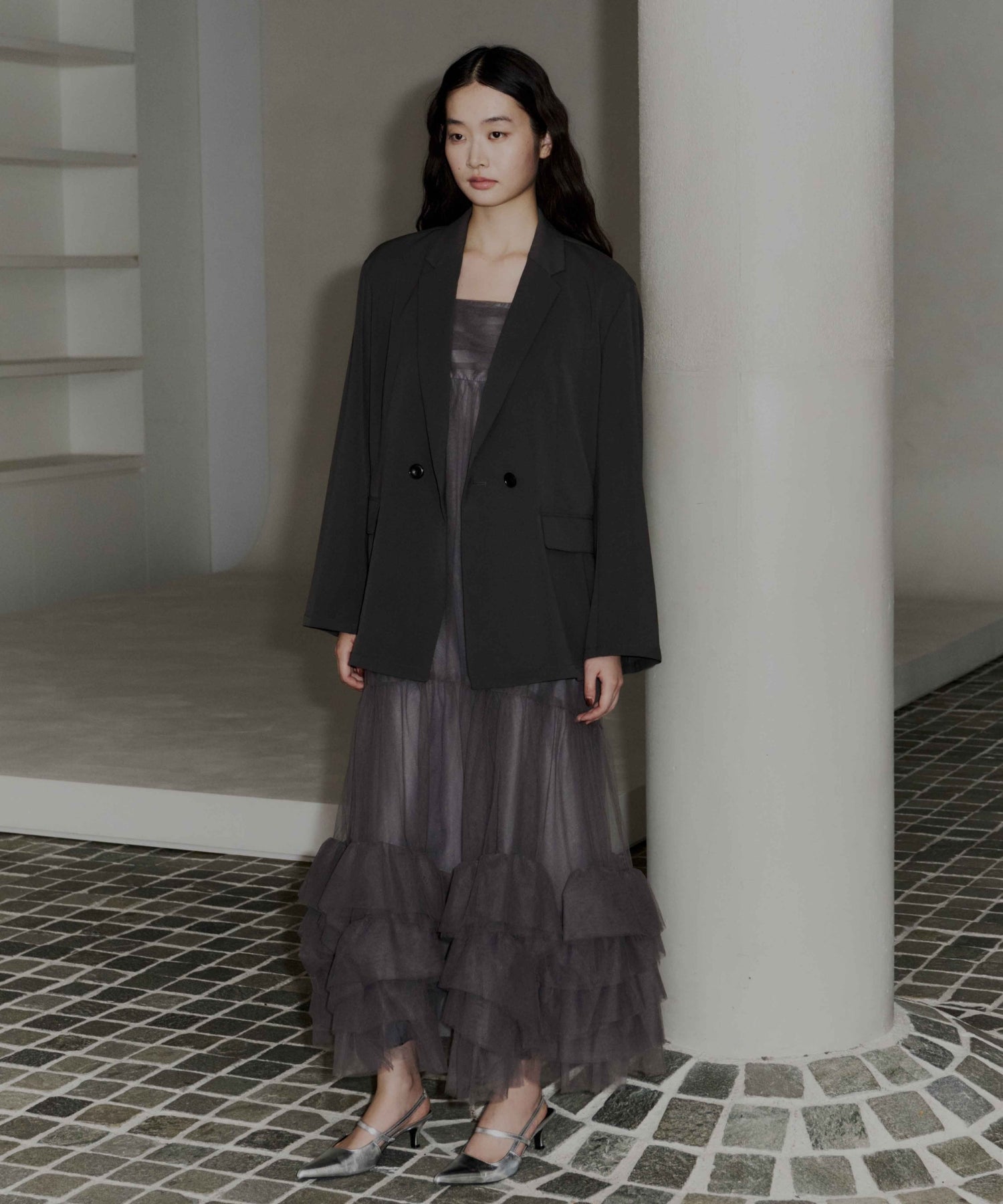 VOLUME TULLE JACKET SET DRESS