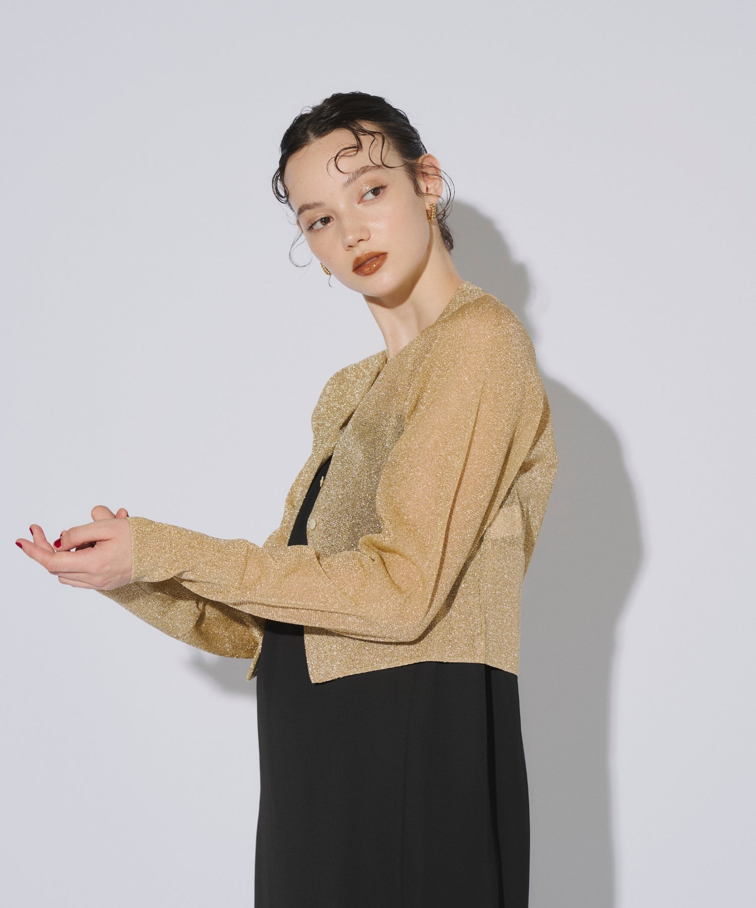 GLITTER CREW NECK CARDIGAN