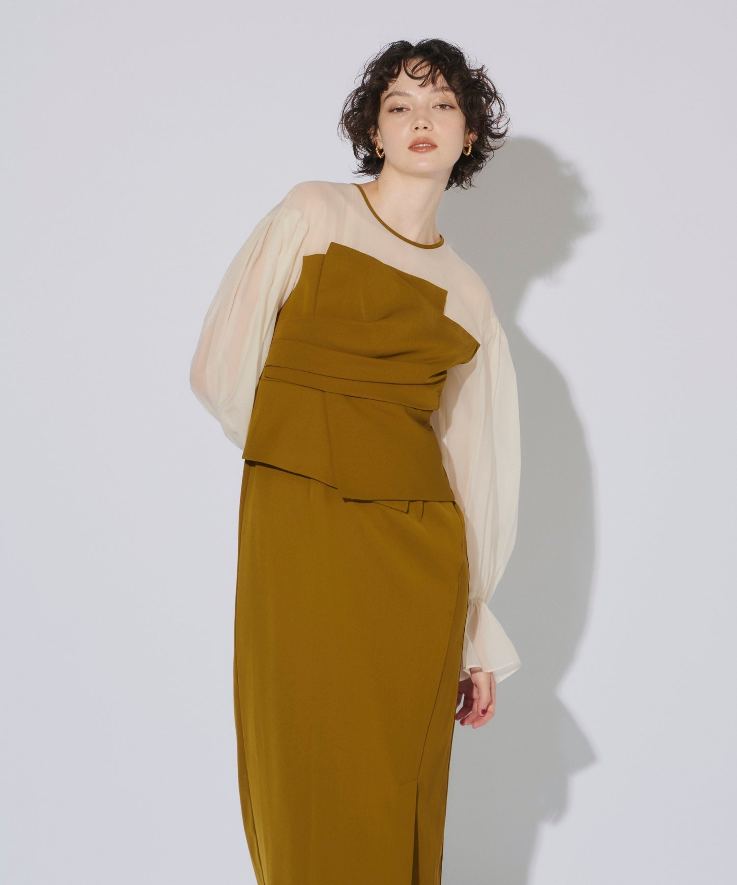 DRAPED BUSTIER DRESS