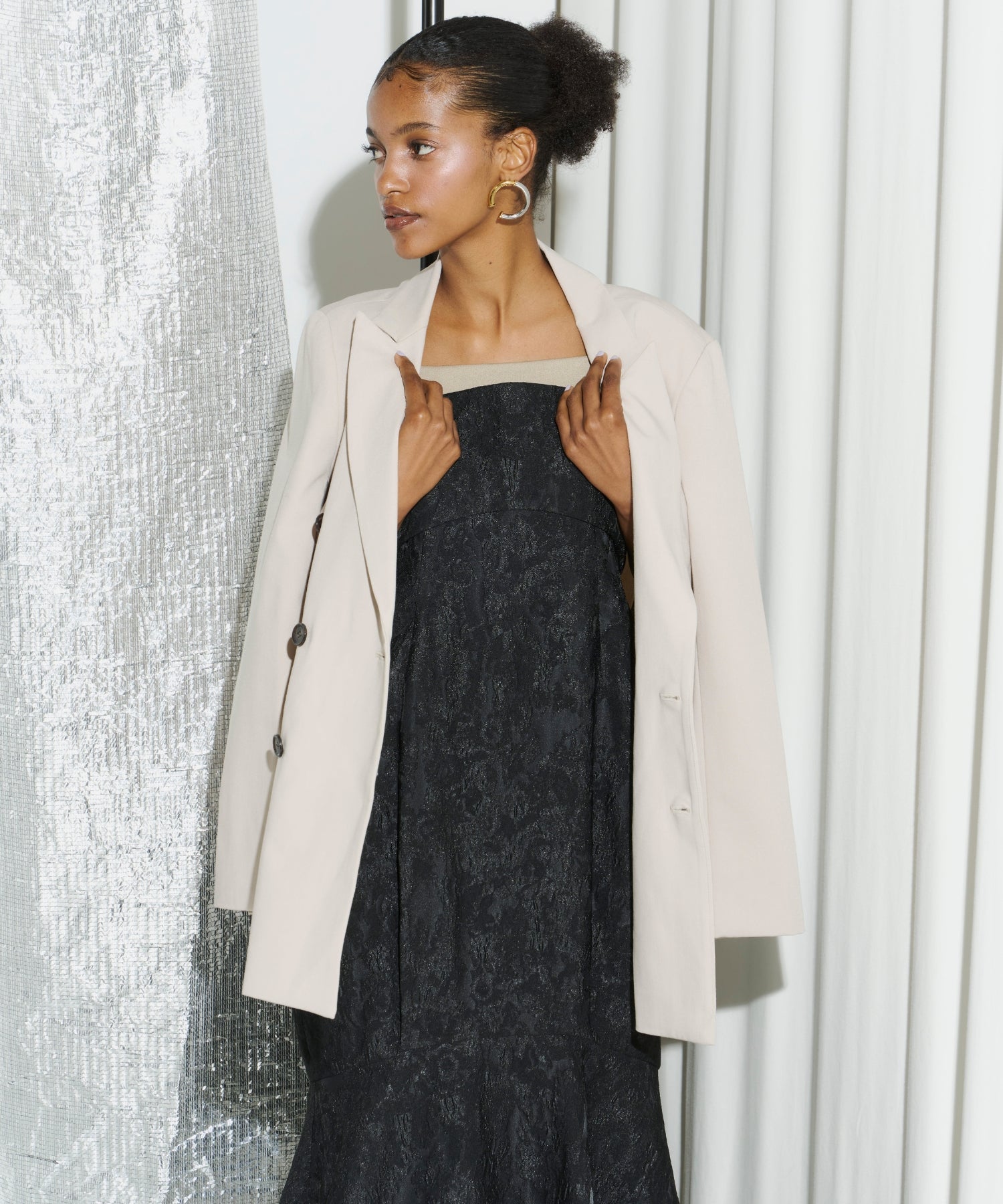JACQUARD ZIPPER DRESS