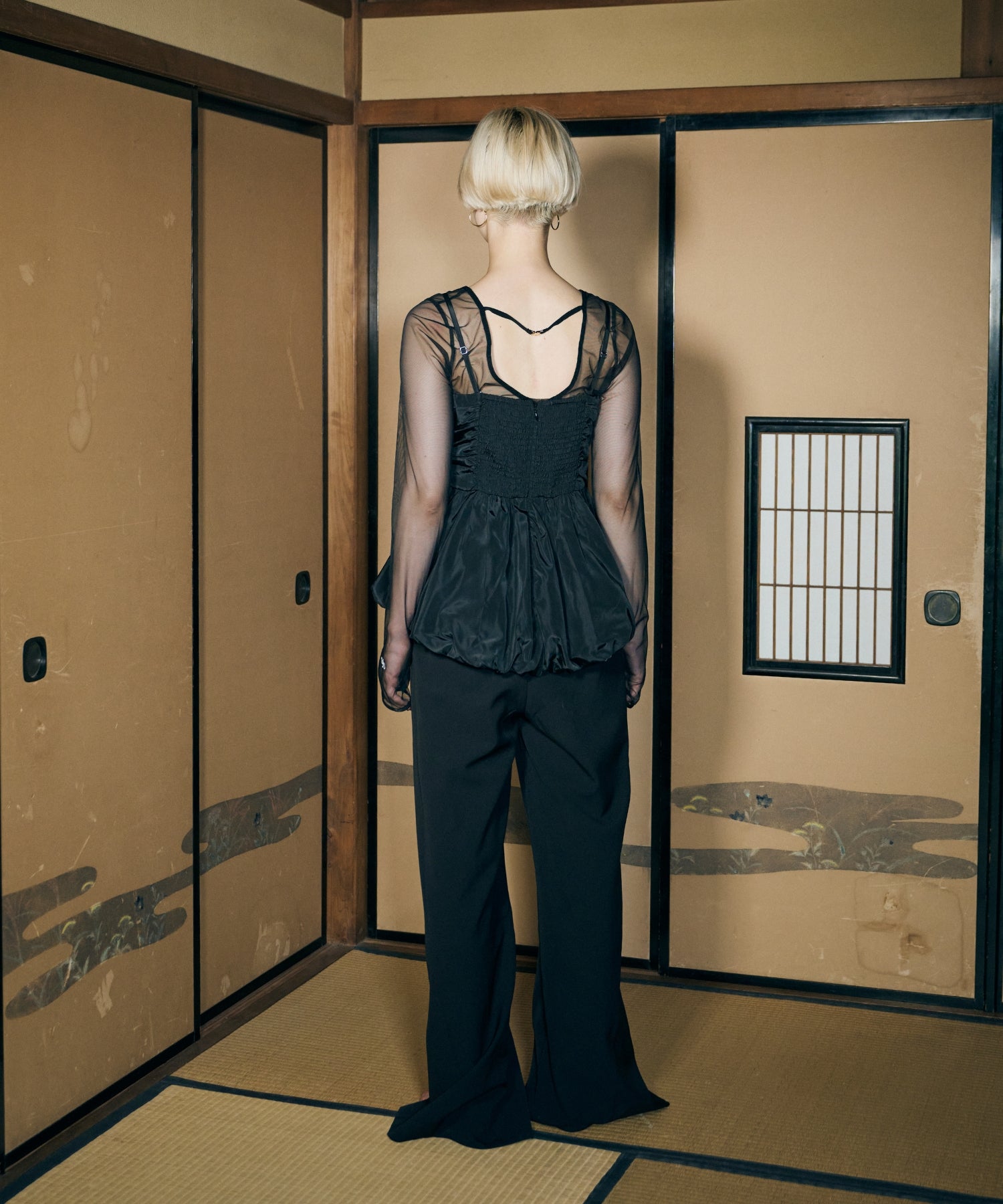 SHIRRING GATHER SETUP DRESS