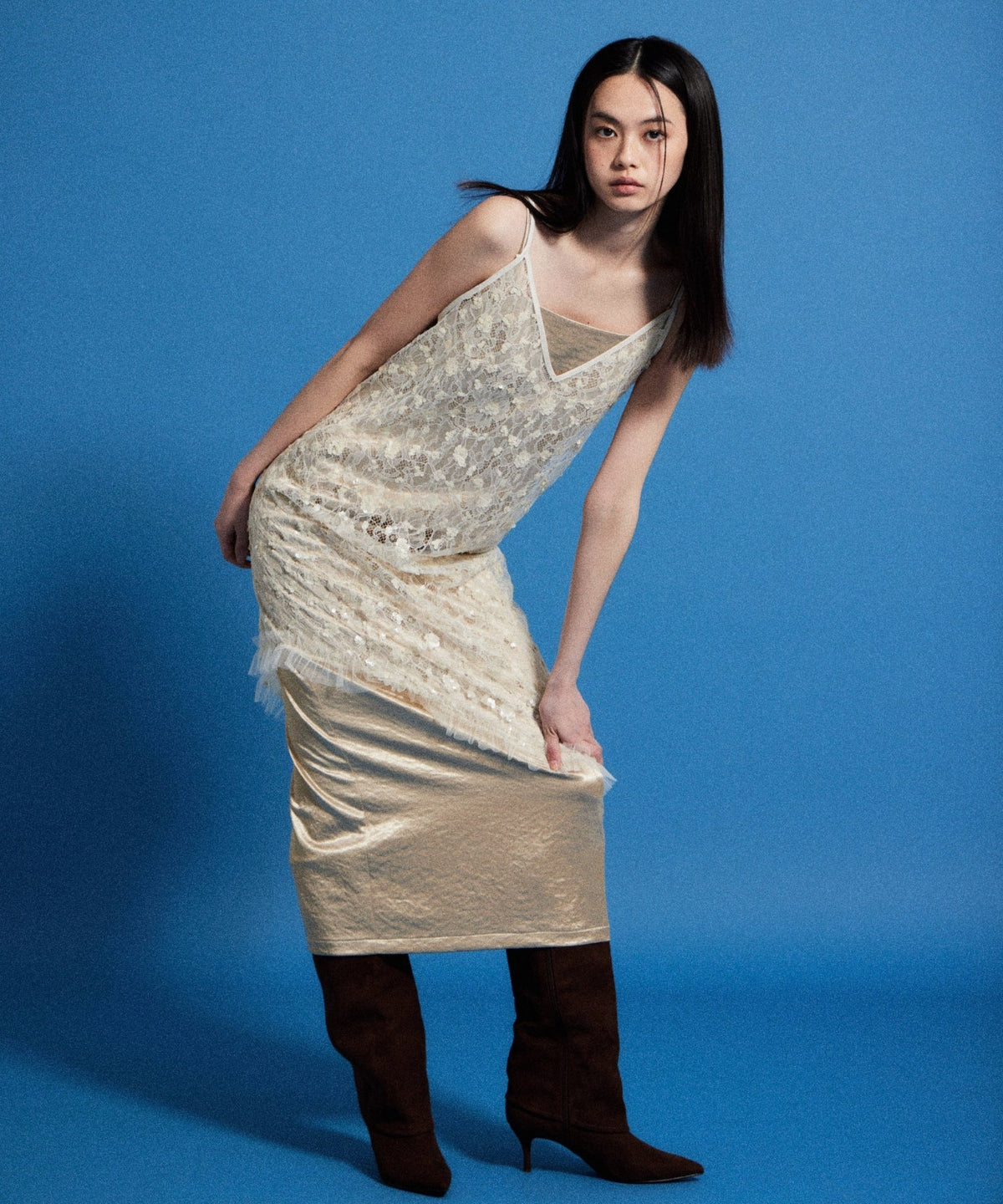 【POPUP】FLOWER SPANGLE CAMI DRESS