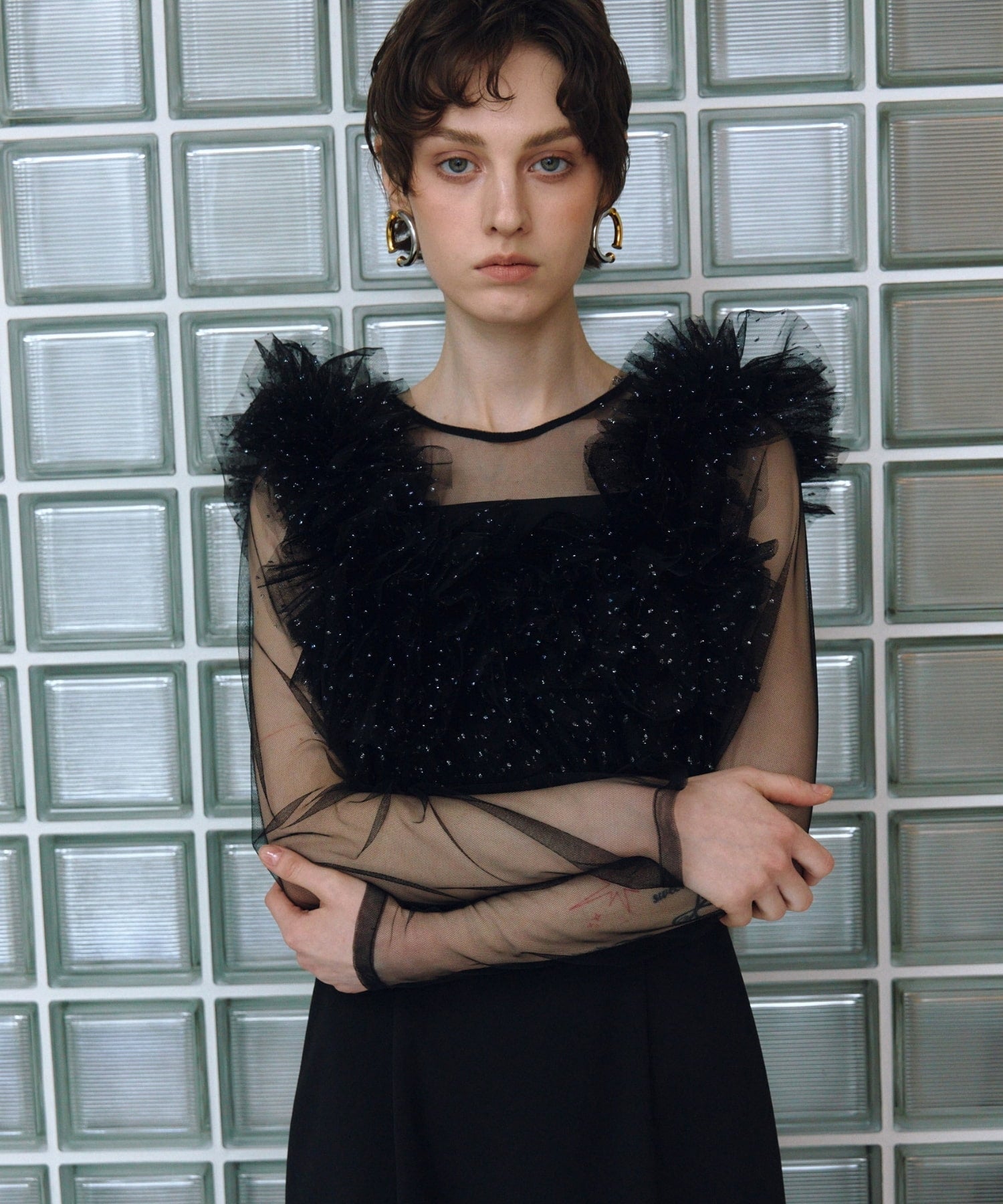 VOLUME RUFFLE LAYER DRESS