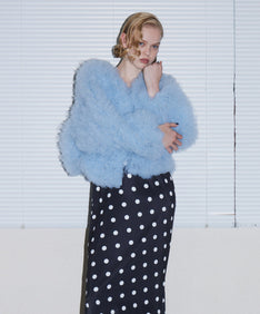 VOLUME TULLE JACKET ブルー 正面アップポーズ