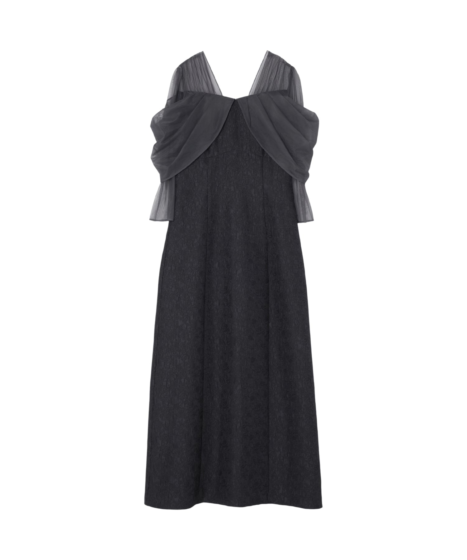 TULLE DRAPE JACQUARD DRESS