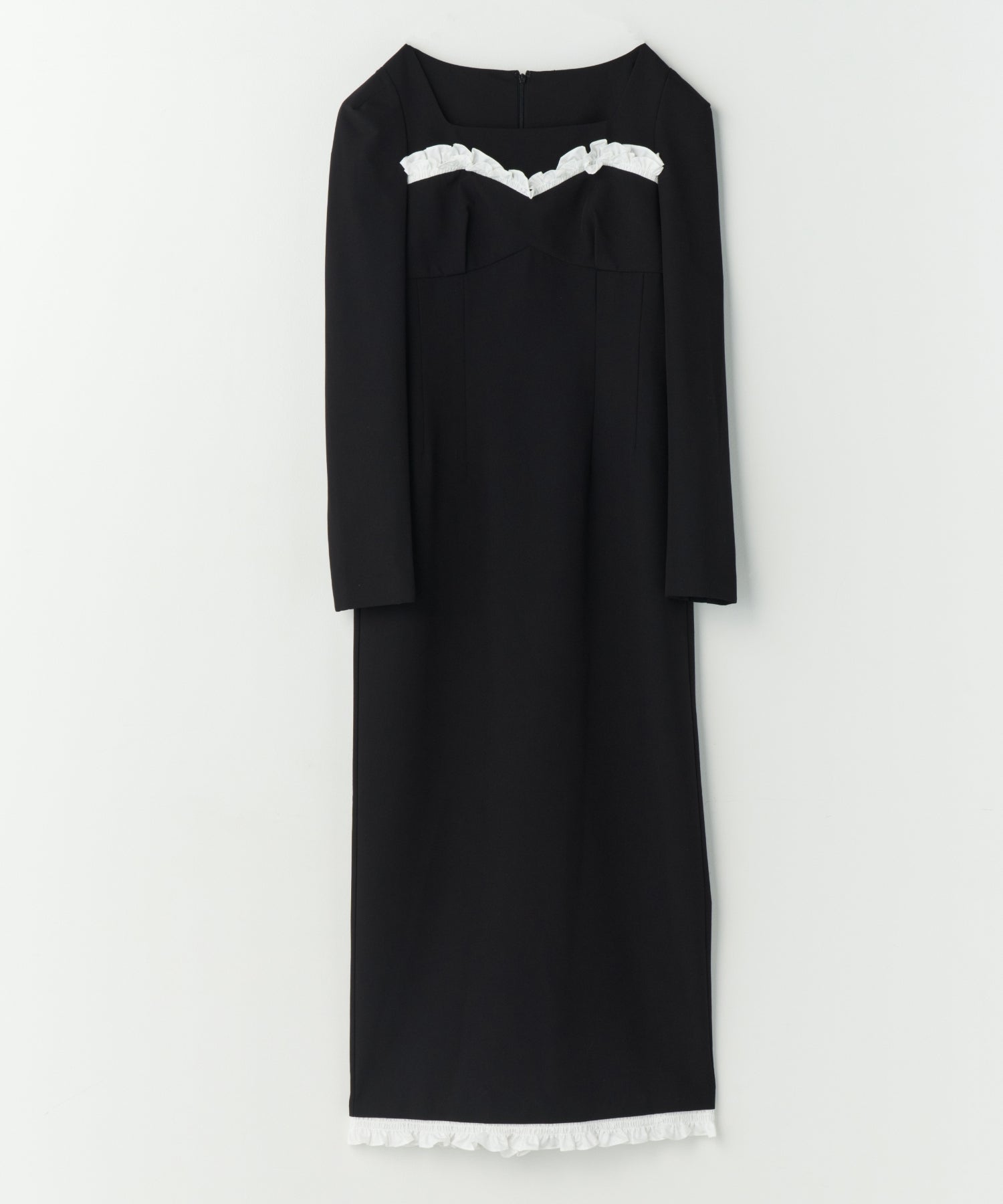 FRILLS TRIM LONG DRESS