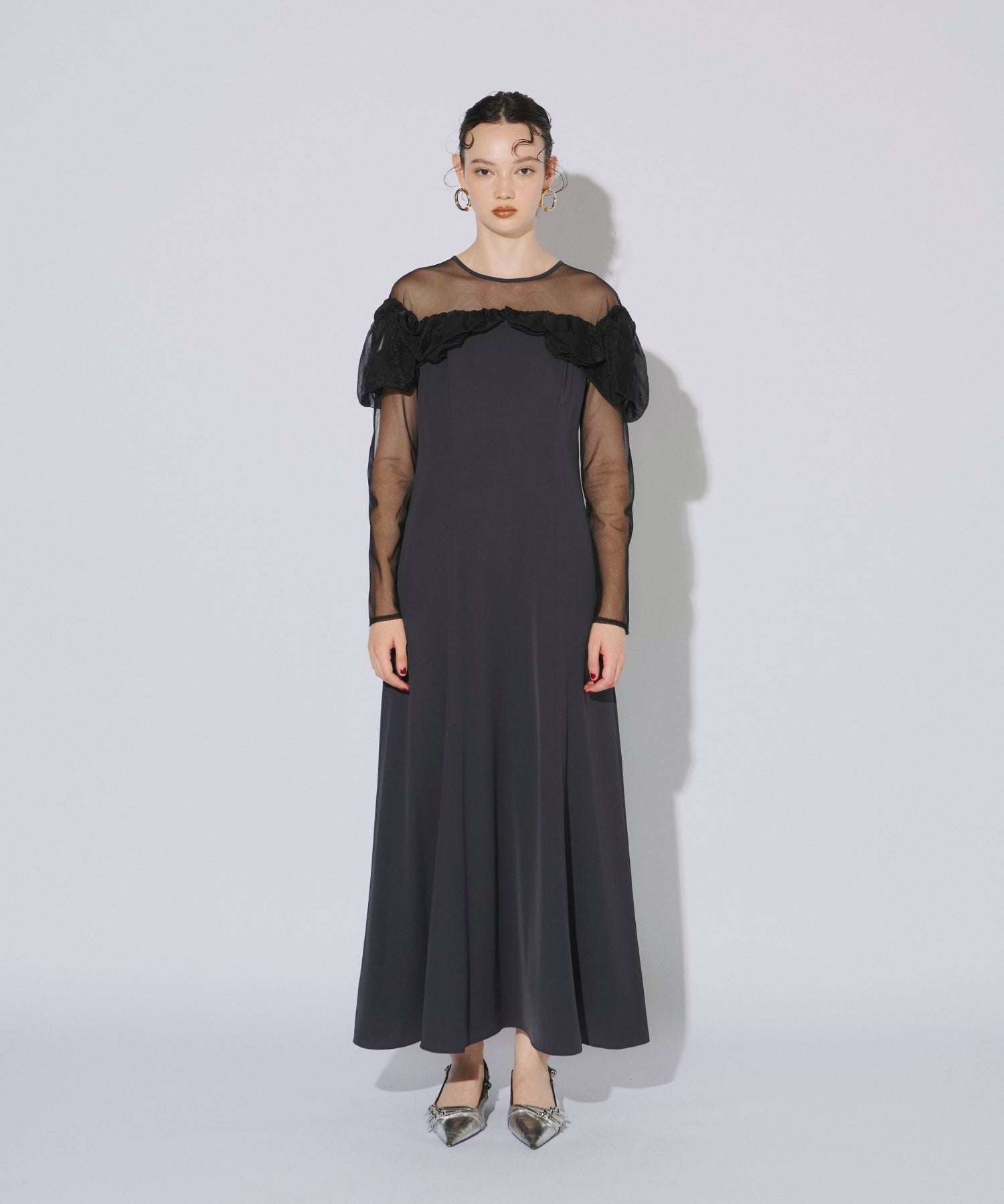 【ANDRESD】frills flare dress FRILLS FLARE DRESS