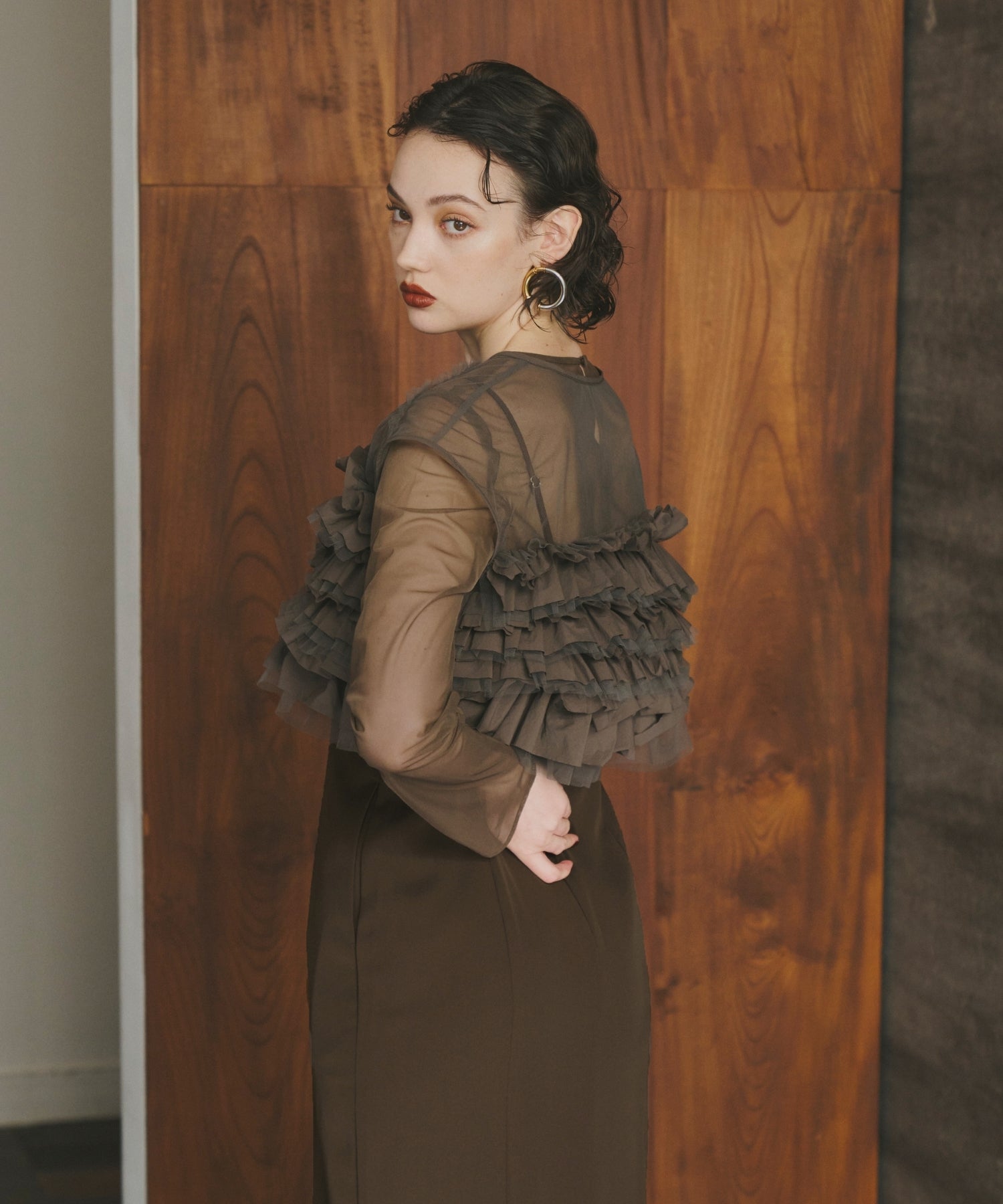TAFFETA TULLE VEST SET DRESS