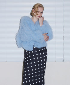 VOLUME TULLE JACKET ブルー 正面アップポーズ