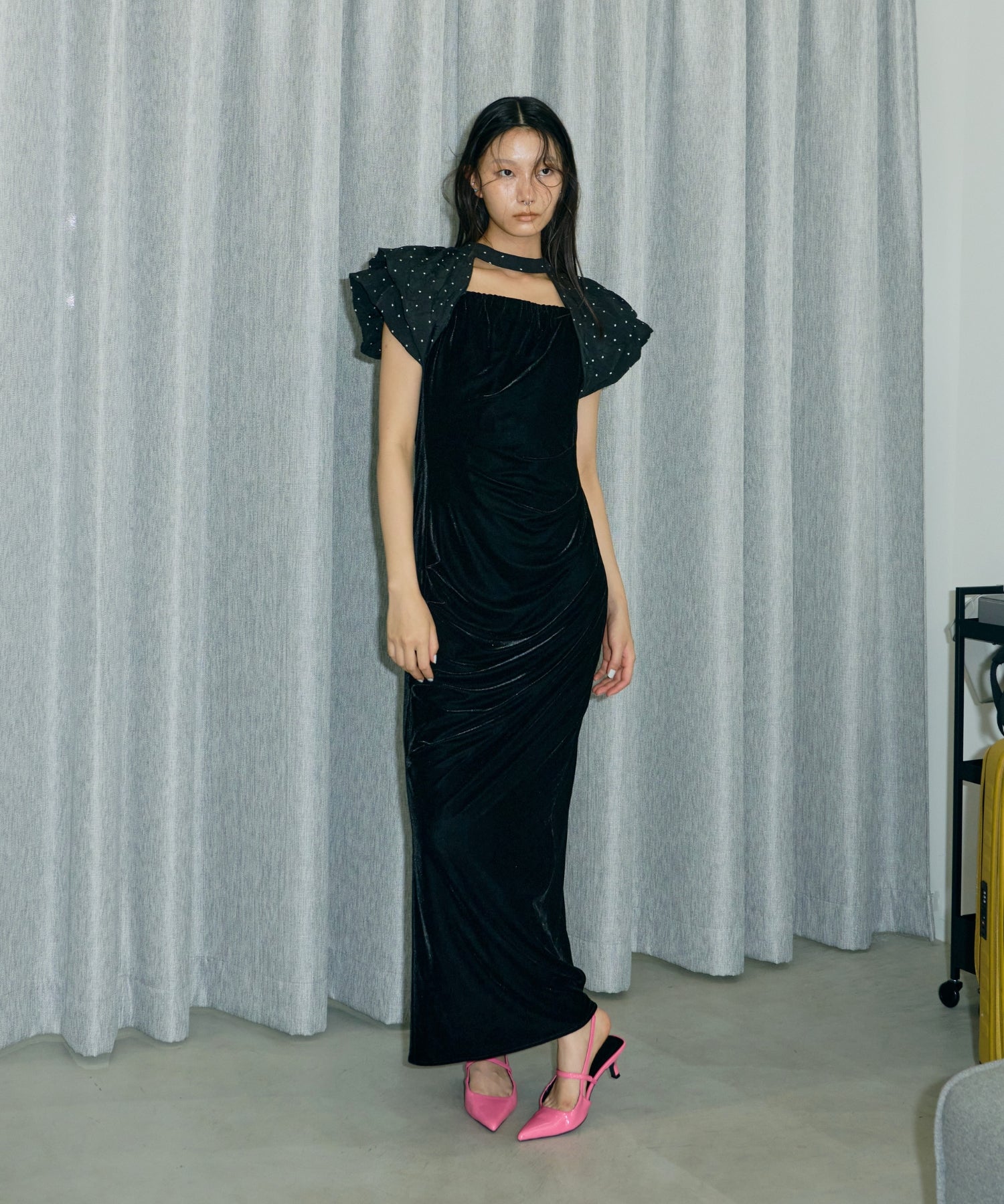 DRAPE VELOUR DRESS