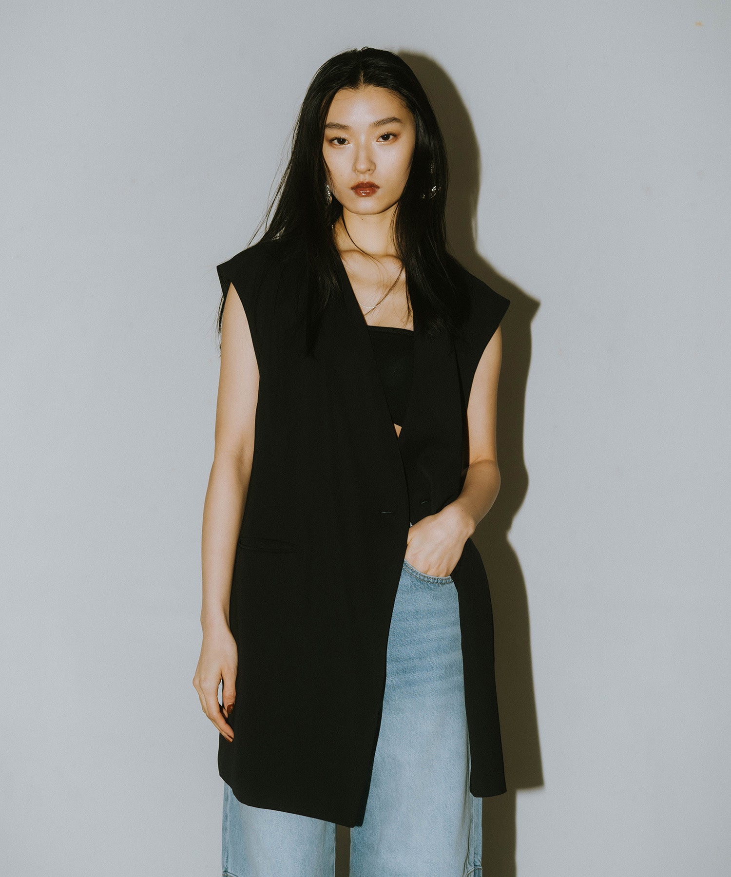 BACK SHEER GILET SETUP DRESS