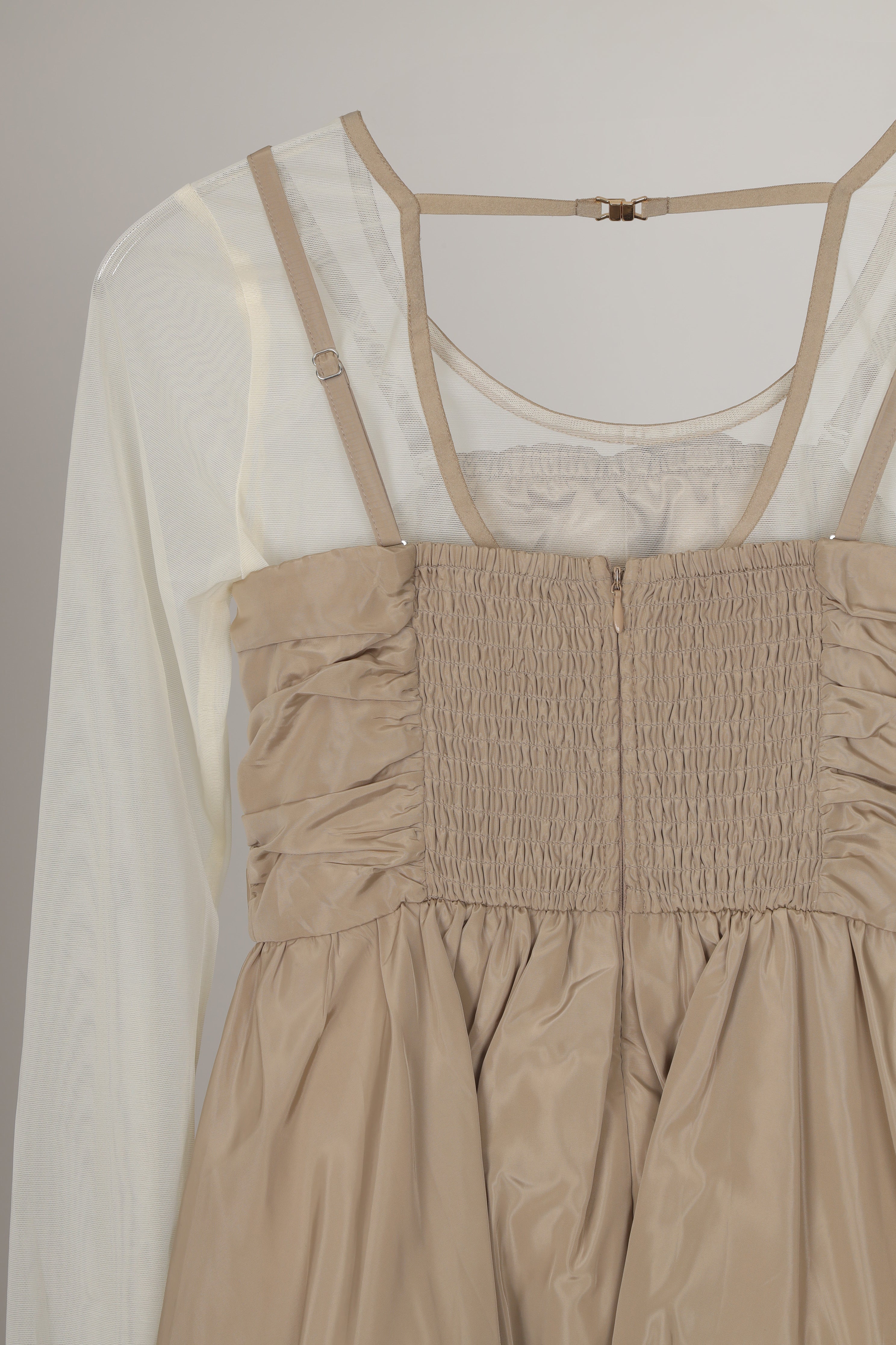 SHIRRING GATHER SETUP DRESS