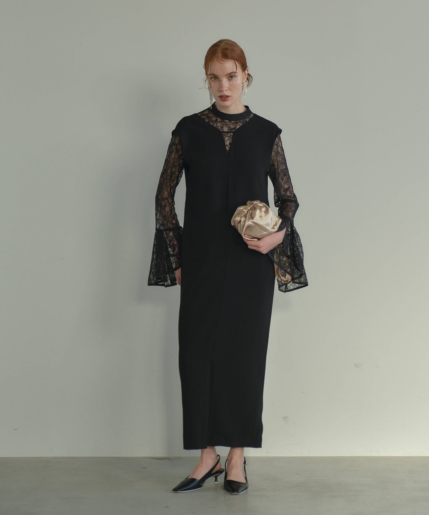 BELL SLEEVE SLIT DRESS