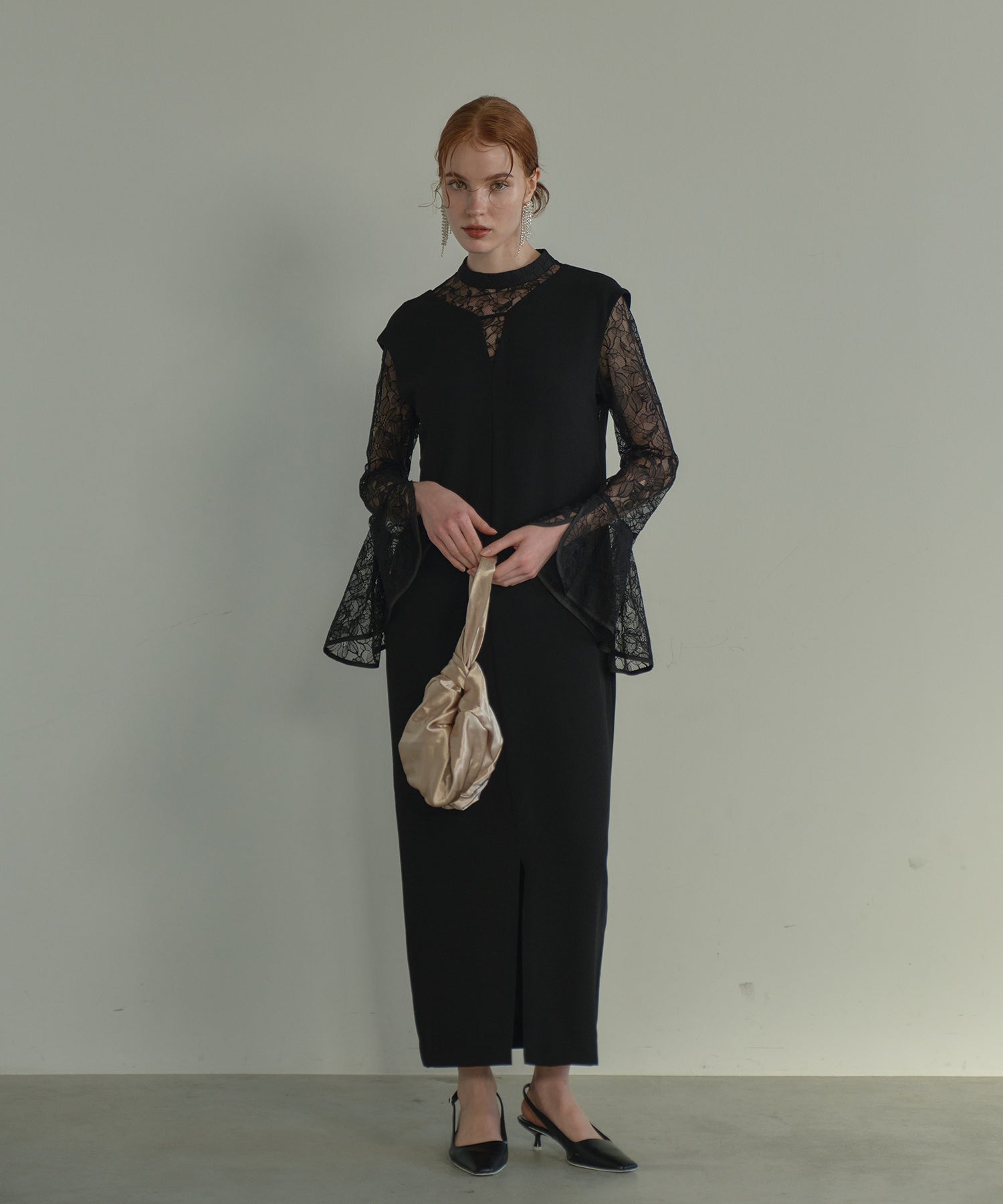 BELL SLEEVE SLIT DRESS
