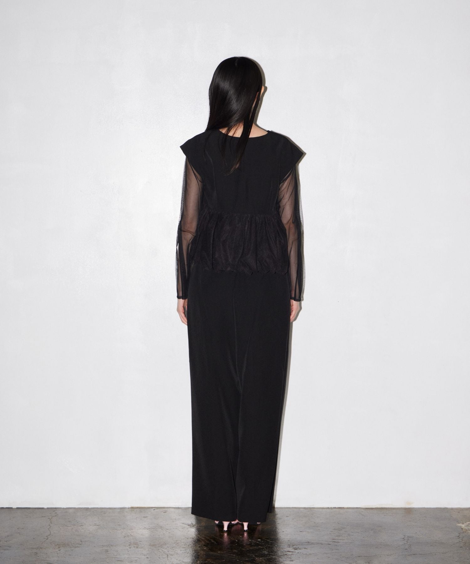 極美品✨️ANDRESD peplum tulle set up　М　ブラック PEPLUM TULLE SET UP PANTS DRESS