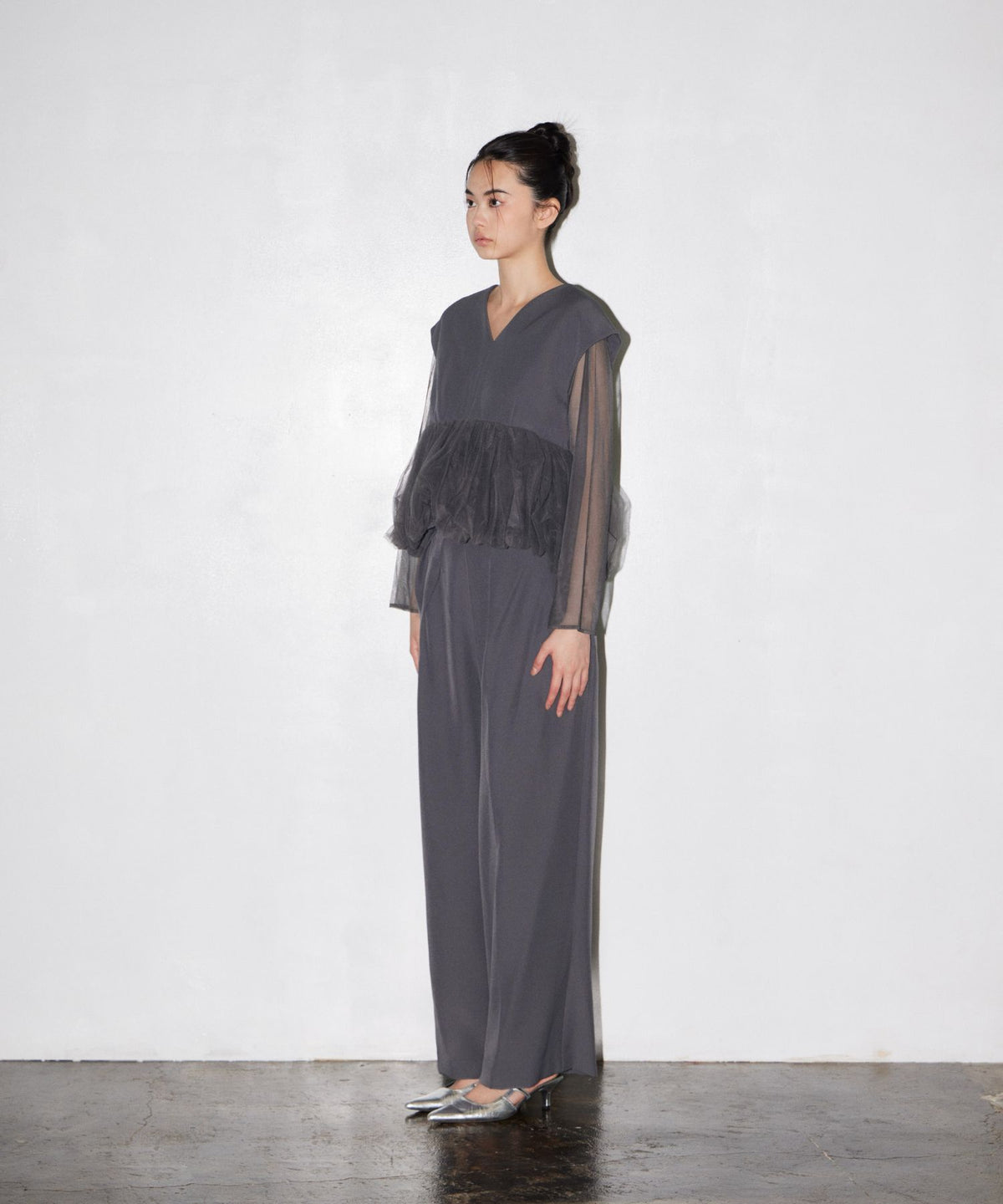 PEPLUM TULLE SET UP PANTS DRESS