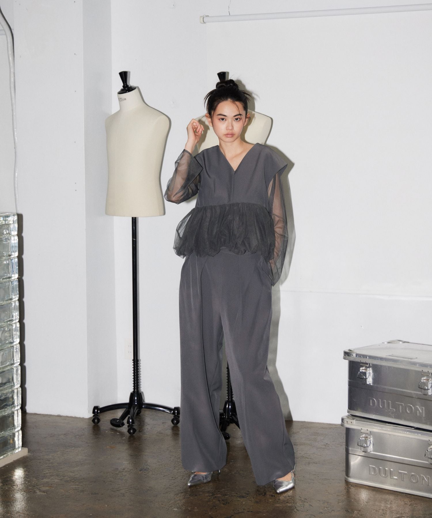 PEPLUM TULLE SET UP PANTS DRESS