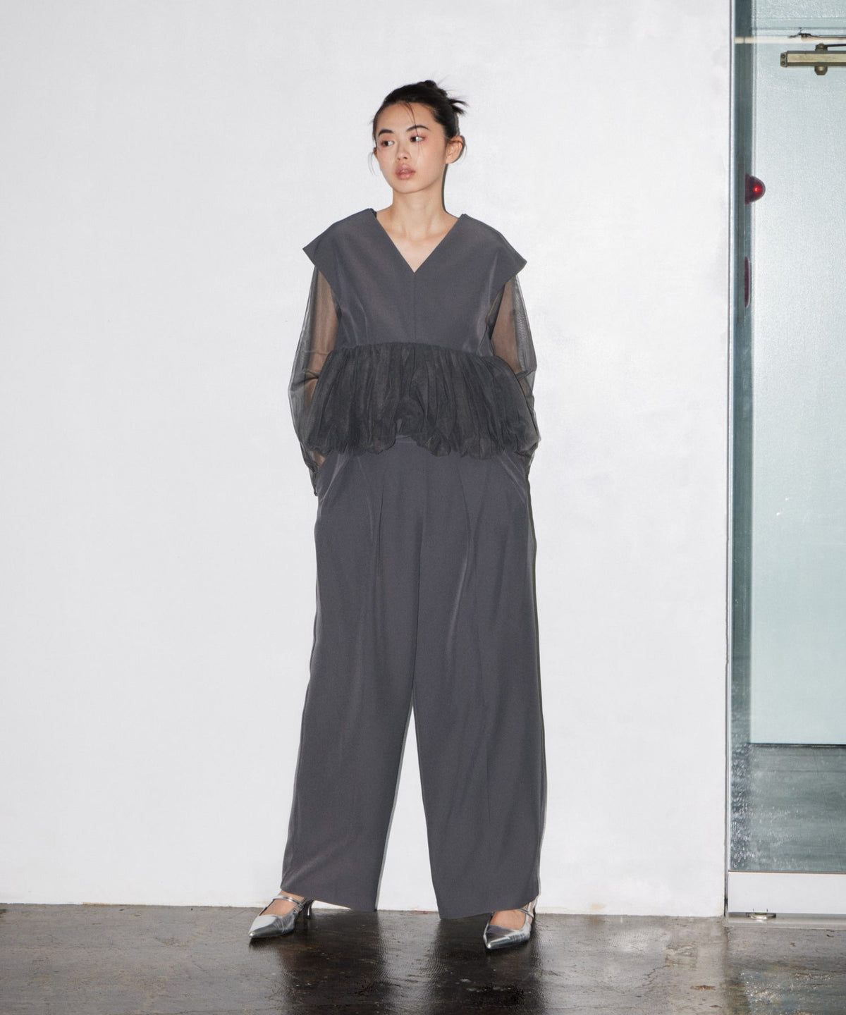 PEPLUM TULLE SET UP PANTS DRESS