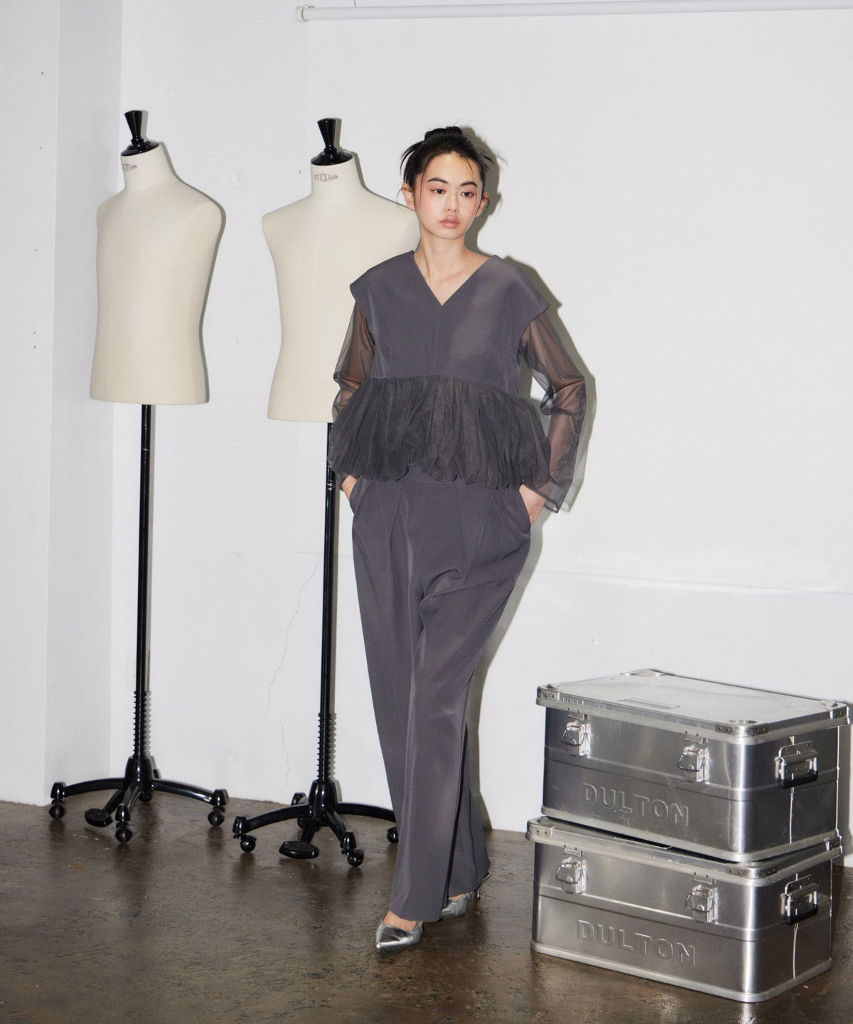 PEPLUM TULLE SET UP PANTS DRESS