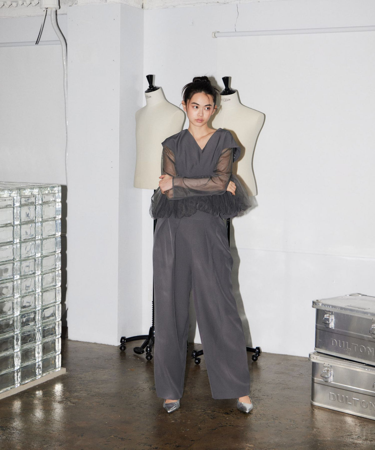 PEPLUM TULLE SET UP PANTS DRESS