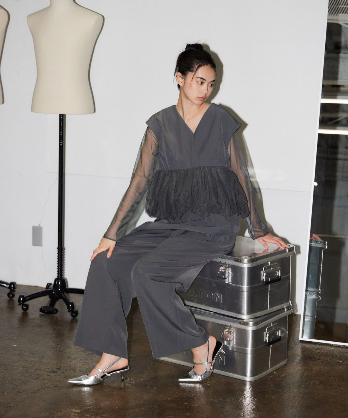 PEPLUM TULLE SET UP PANTS DRESS