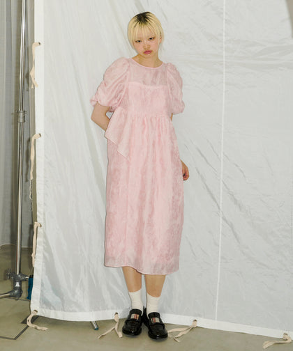 BUBBLE SLEEVE JACQUARD DRESS